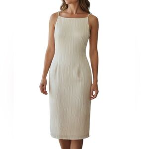 LENA Dress NEW White Body-con Fitted Lined Size Small Texture Fully Lined